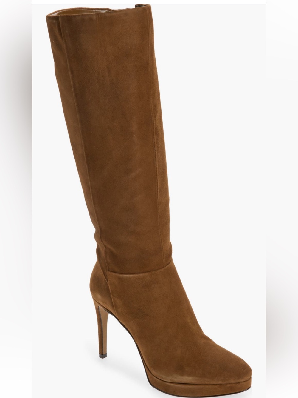 Vince Camuto Cognac/Reishi Suede Knee-High Platform Boots 9 Wide Calf NWB